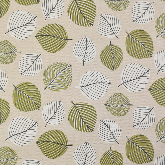 Tissu enduit coton déperlant Leaf Rain, beige