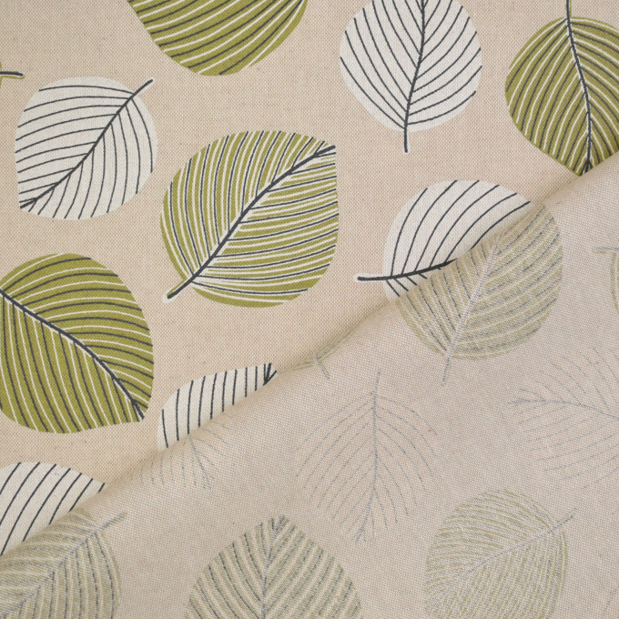 Tissu enduit coton déperlant Leaf Rain, beige
