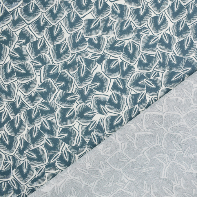 Tissu enduit coton déperlant Feuilles Leaves, crème