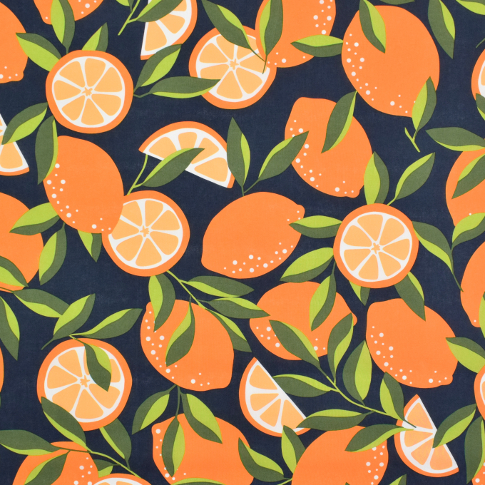 Gecoate katoen Lemons, marineblauw