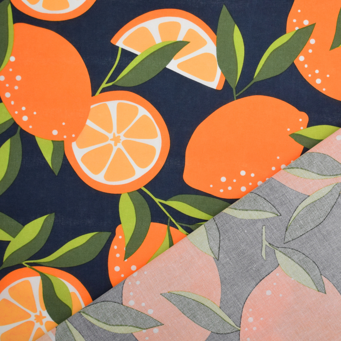 Gecoate katoen Lemons, marineblauw