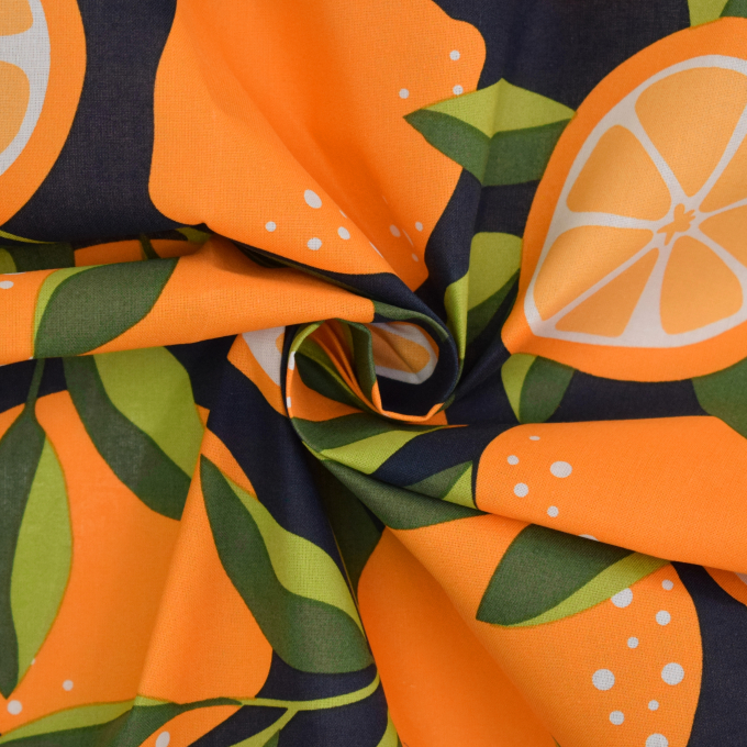 Gecoate katoen Lemons, marineblauw
