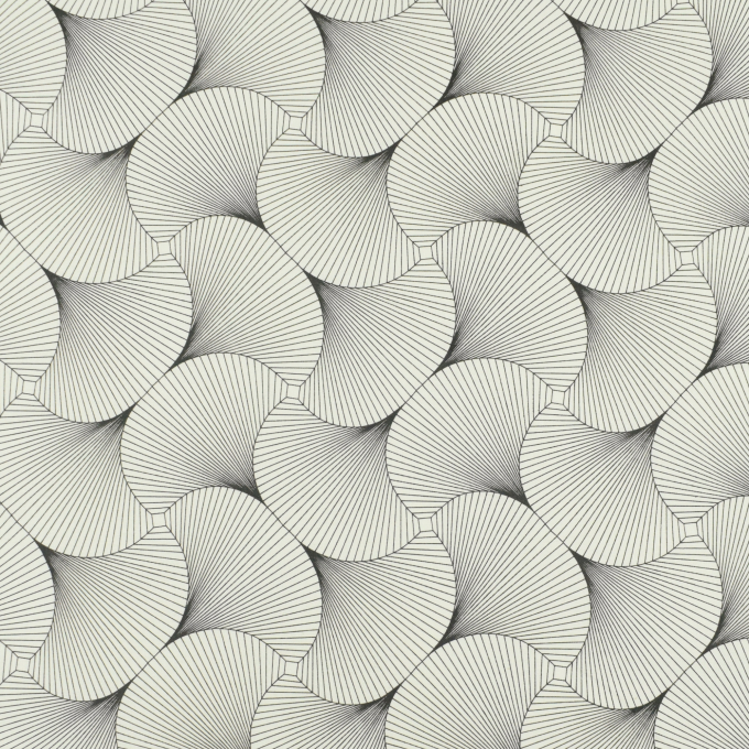 Tissu enduit coton déperlant formes géométriques abstraites Lia, noir