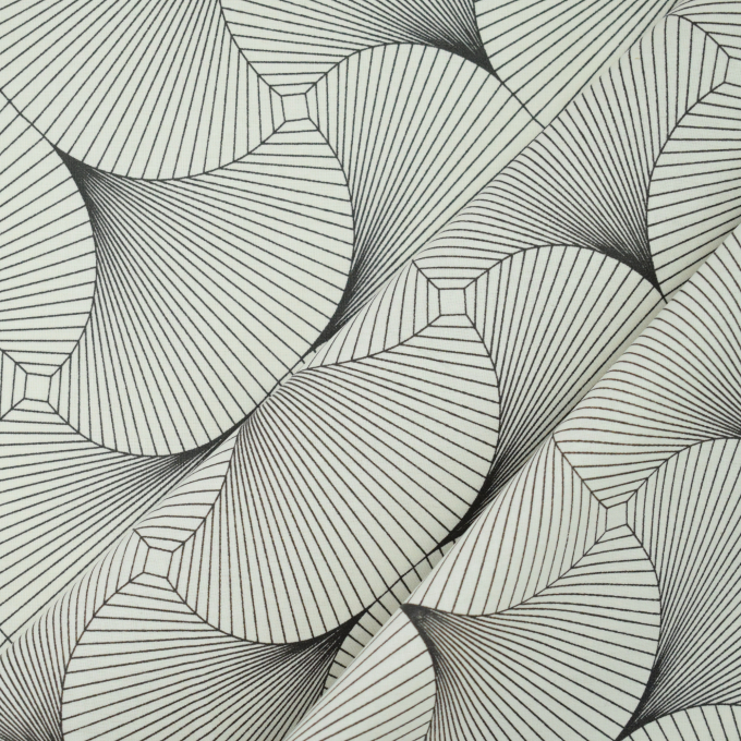 Tissu enduit coton déperlant formes géométriques abstraites Lia, noir