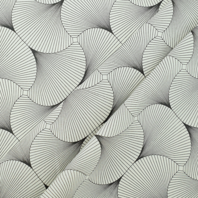 Tissu enduit coton déperlant formes géométriques abstraites Lia, noir