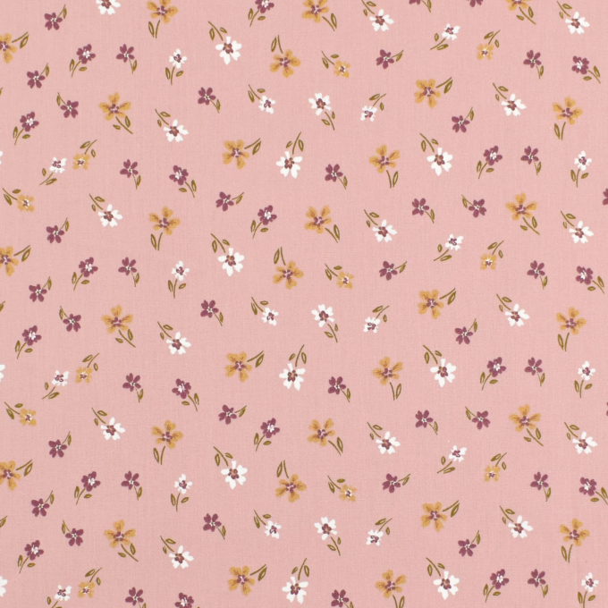 Gecoate katoen Petit Fleurs, oudroze