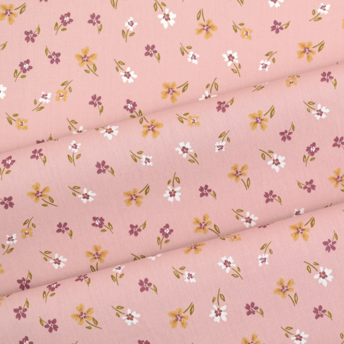 Gecoate katoen Petit Fleurs, oudroze