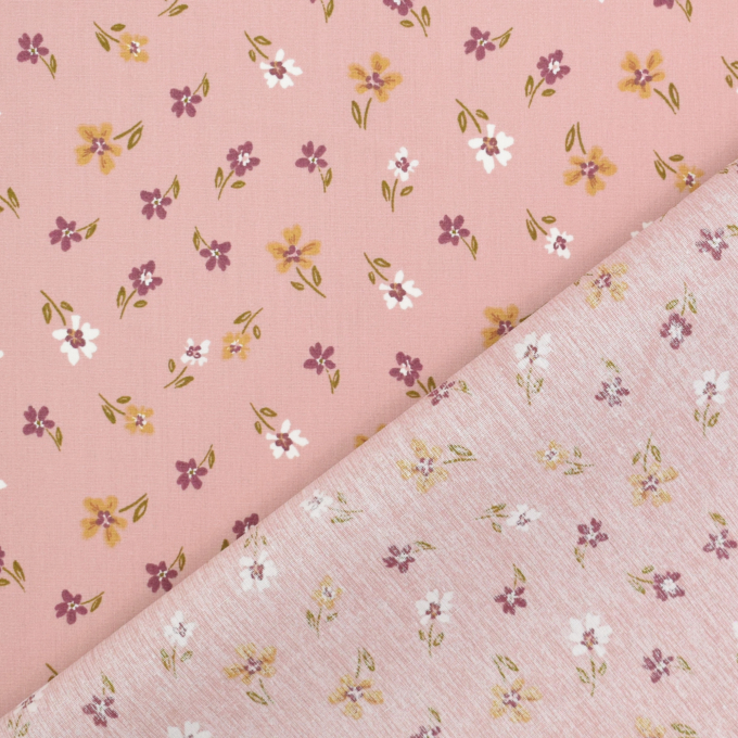 Gecoate katoen Petit Fleurs, oudroze