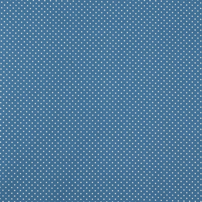 Tissu enduit coton déperlant à pois, bleu denim
