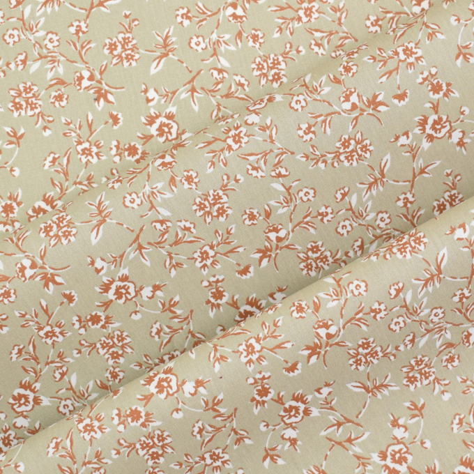 Gecoate katoen Small Flowers, beige