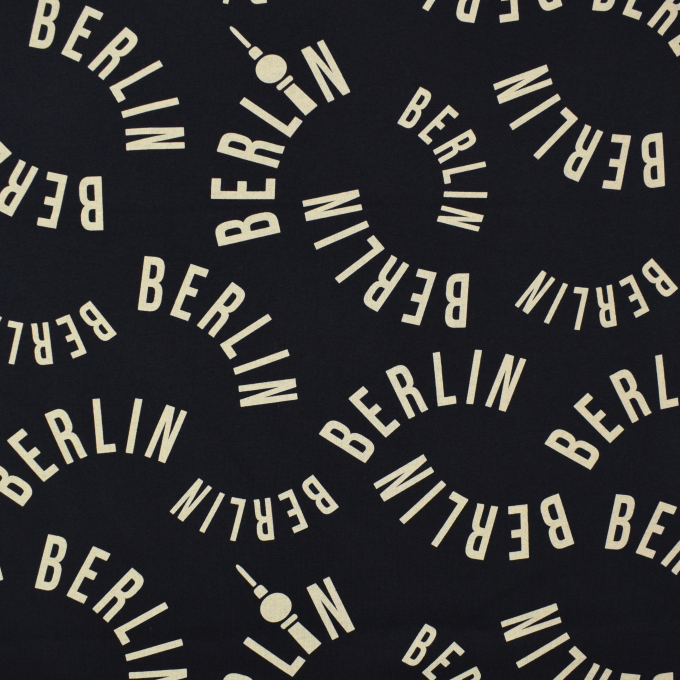 Tissu sweat molleton bio Cities Berlin, noir