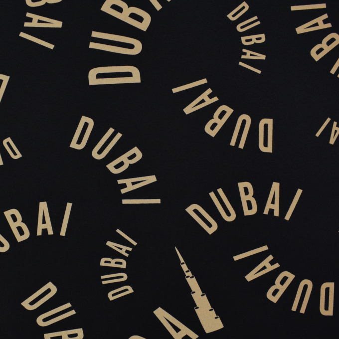 Tissu sweat molleton bio Cities Dubai, noir