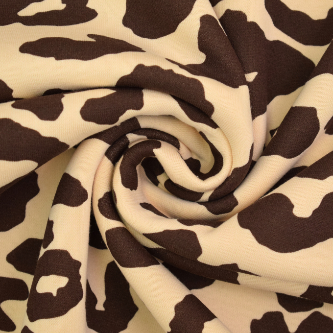 Tissu sweat molleton bio Léopard, marron