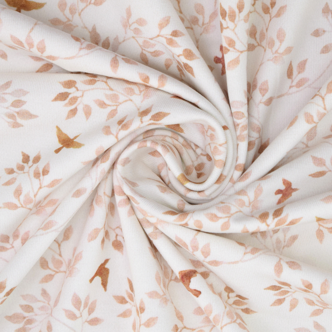 Tissu jersey de coton Oiseau Bird Flight, blanc cassé