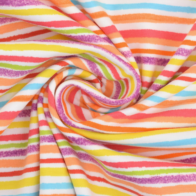 Bio katoenjersey Color Lines, gebroken wit