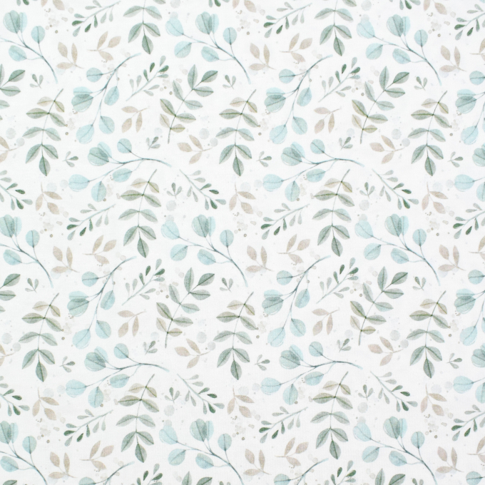 Tissu jersey de coton Petites feuilles Little Leaves, blanc cassé