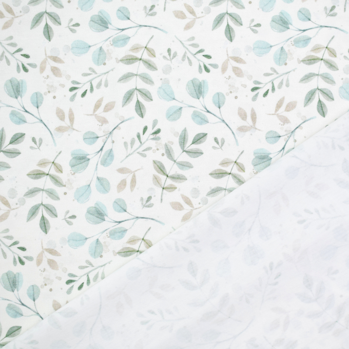Tissu jersey de coton Petites feuilles Little Leaves, blanc cassé