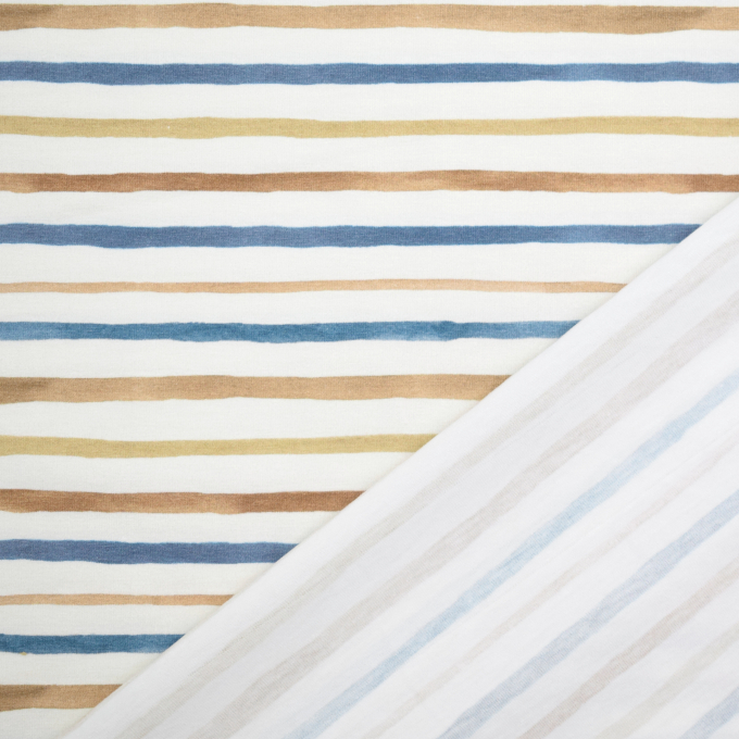 Tissu jersey de coton bio rayé Nature Stripes, blanc cassé
