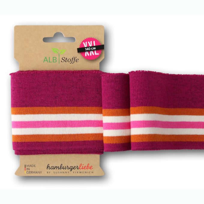 Bande bord-côte bio 7,5x140cm Albstoffe Cuff me Hamburger Liebe Bliss, baies