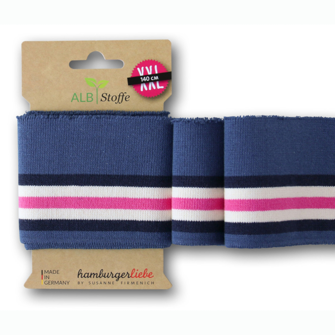 Cuff me College Albstoffe Hamburger Liebe Bliss biologische boordstof, blauw
