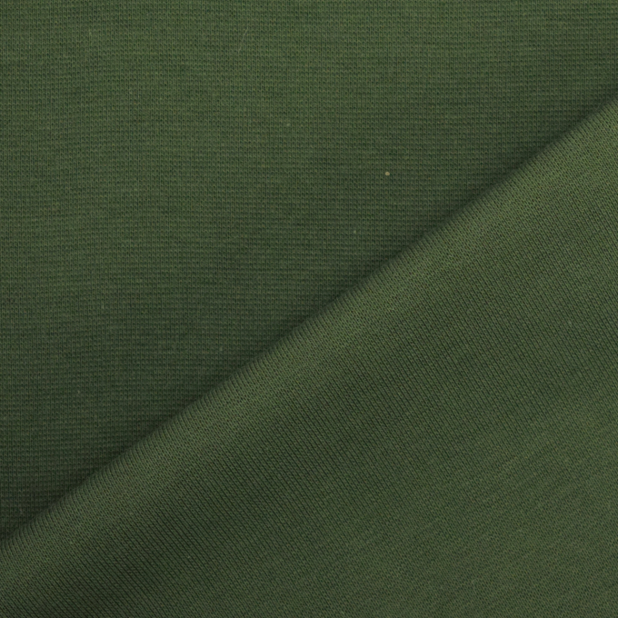 Tissu bord-côte bio jersey tubulaire lisse Stiched by you, vert olive