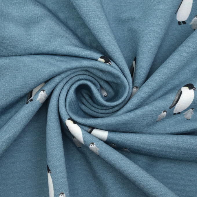 Bio French Terry Pinguin, taubenblau