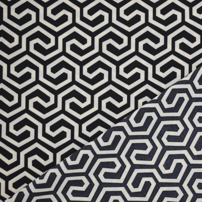 Blousestof Graphic, zwart