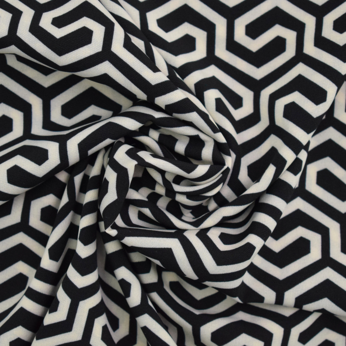 Blousestof Graphic, zwart