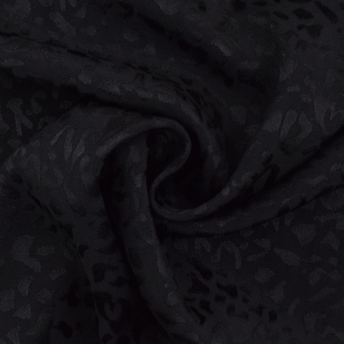 Tissu viscose Jacquard Léopard Leo, noir