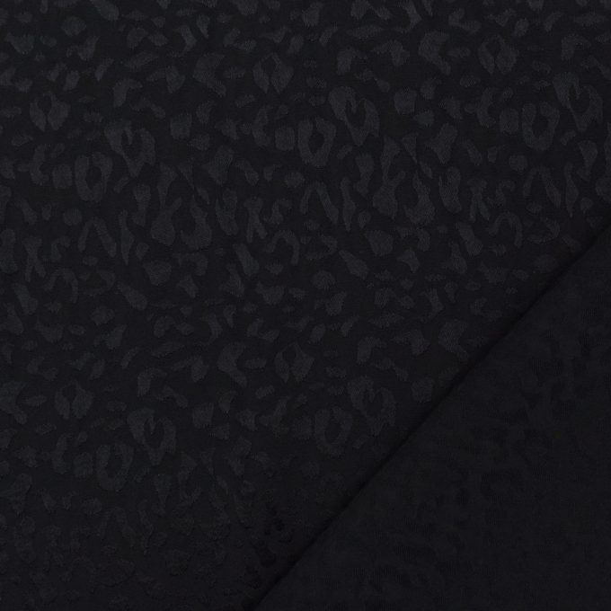 Tissu viscose Jacquard Léopard Leo, noir