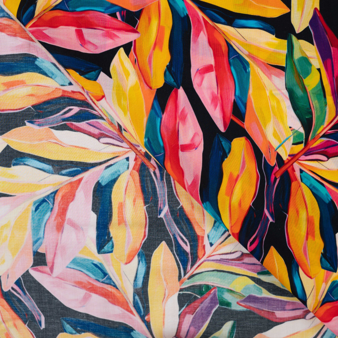 Blouse Fabric Lyocell Leaves, multicolour