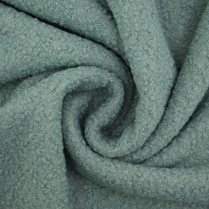Tissu bouclette uni, vieux menthe