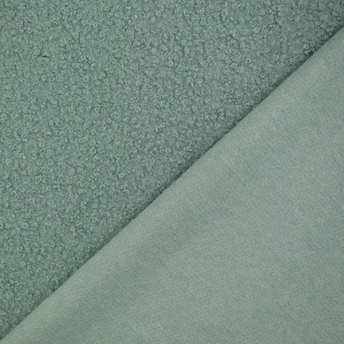 Tissu bouclette uni, vieux menthe