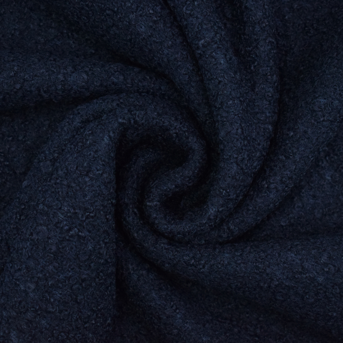 Tissu bouclette uni, bleu marine