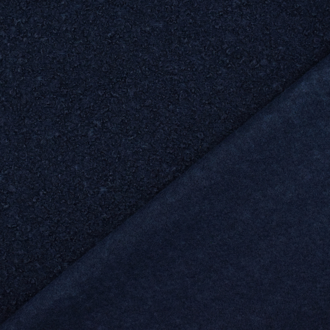 Tissu bouclette uni, bleu marine