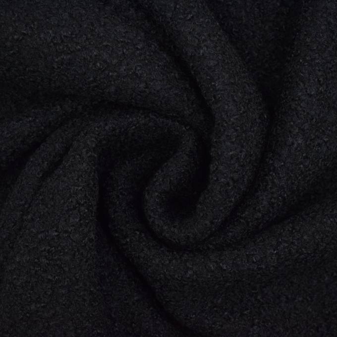 Tissu bouclette uni, noir
