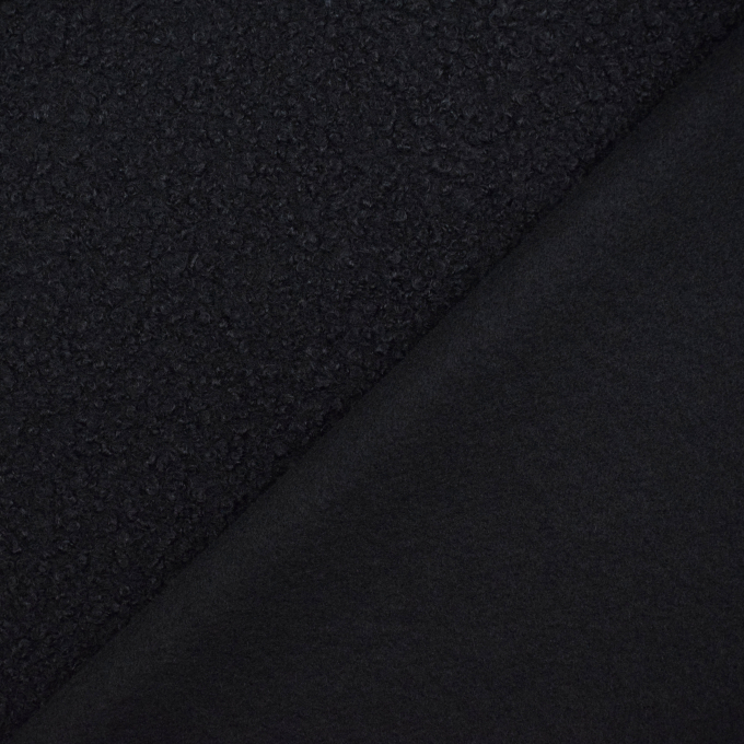 Tissu bouclette uni, noir