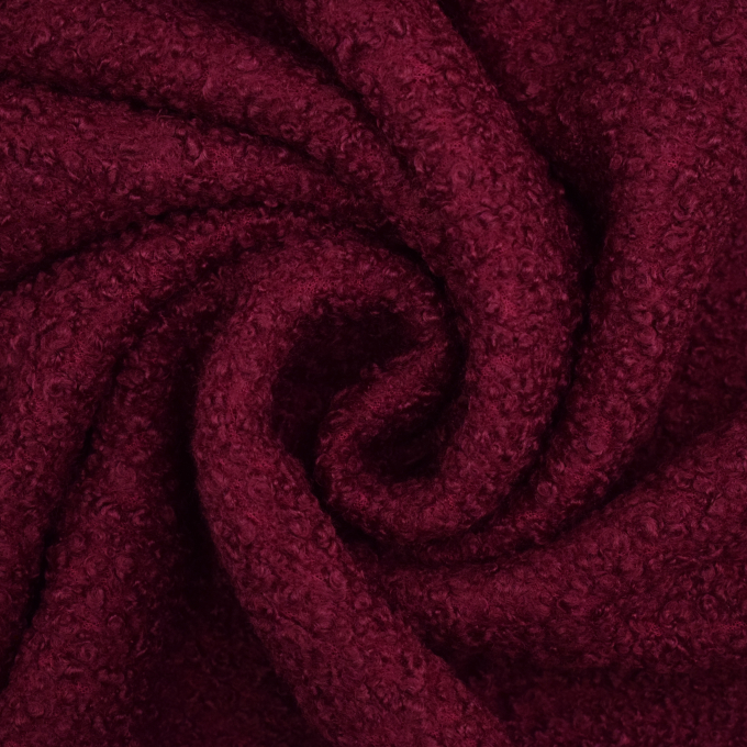 Tissu bouclette uni, lie de vin