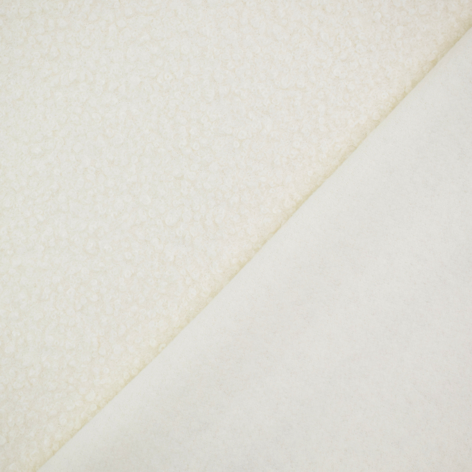 Tissu bouclette uni, blanc cassé