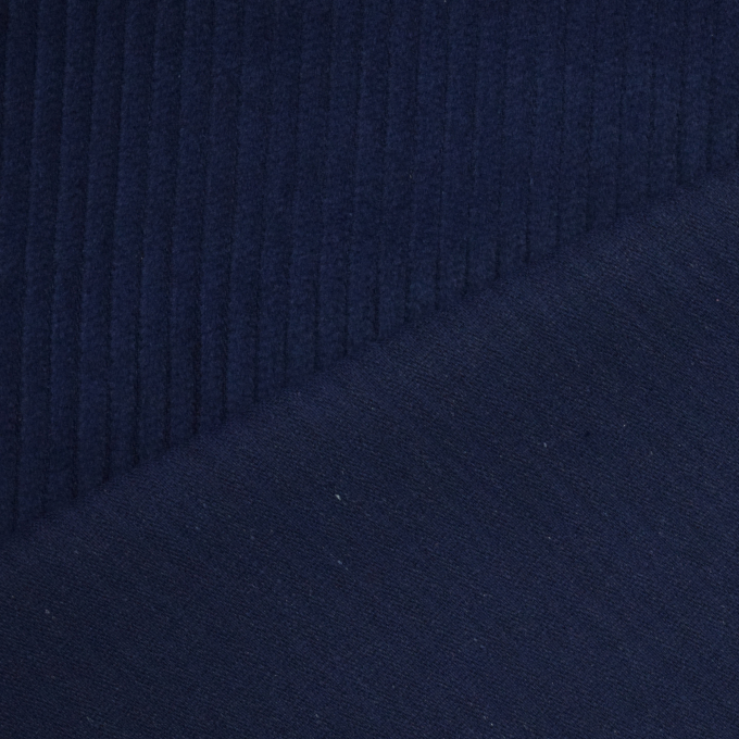 Tissu velours côtelé grosses côtes Lea prélavé, bleu foncé