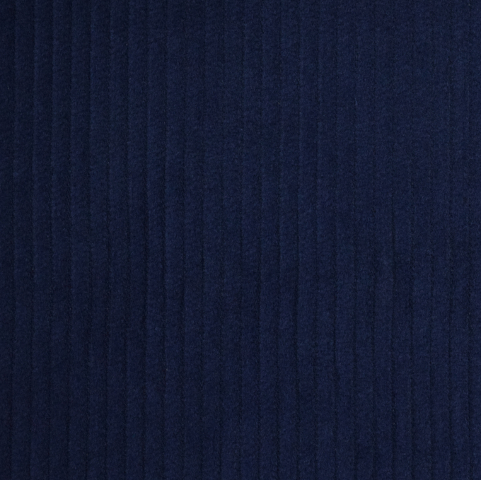Tissu velours côtelé grosses côtes Lea prélavé, bleu foncé