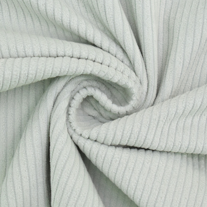 Tissu velours côtelé grosses côtes Lea prélavé, menthe claire