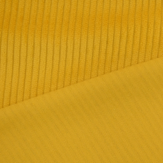 Tissu velours côtelé grosses côtes Lea prélavé, jaune maïs