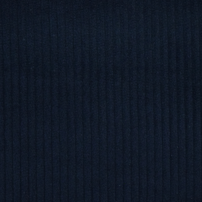 Tissu velours côtelé grosses côtes Lea prélavé, bleu marine