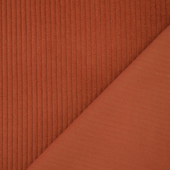 Tissu velours côtelé grosses côtes Lea prélavé, terracotta