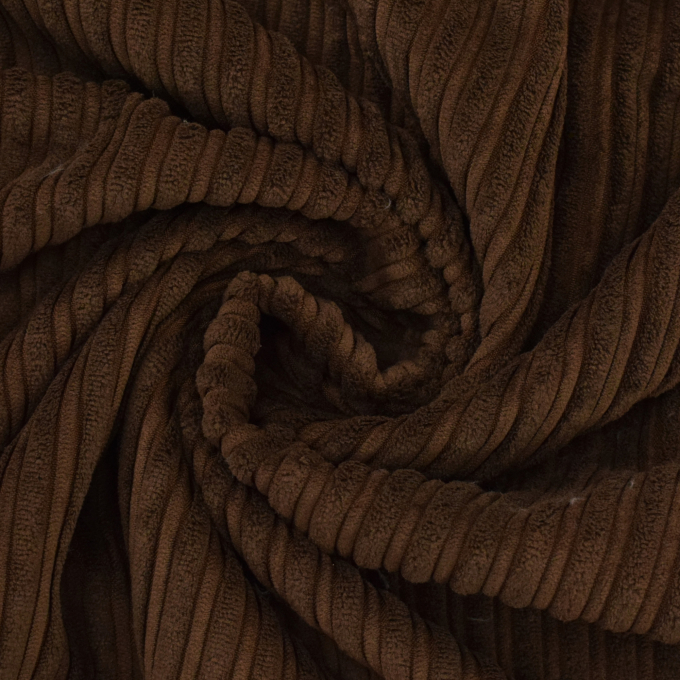 Tissu double-face velours côtelé et fourrure Burda, marron foncé