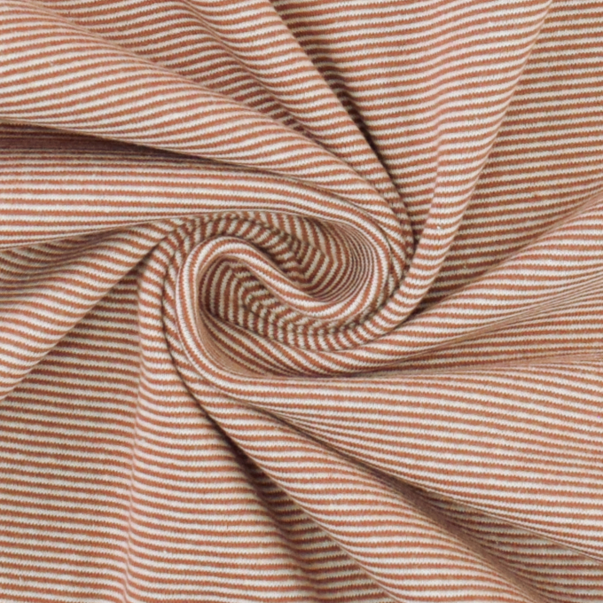 Tissu bord-côte jersey tubulaire à rayures Emma, rouille