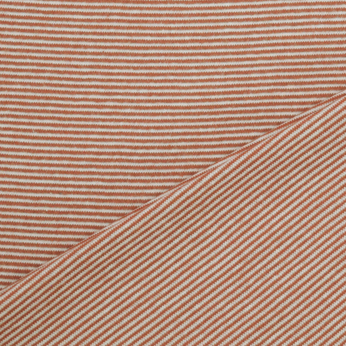 Tissu bord-côte jersey tubulaire à rayures Emma, rouille