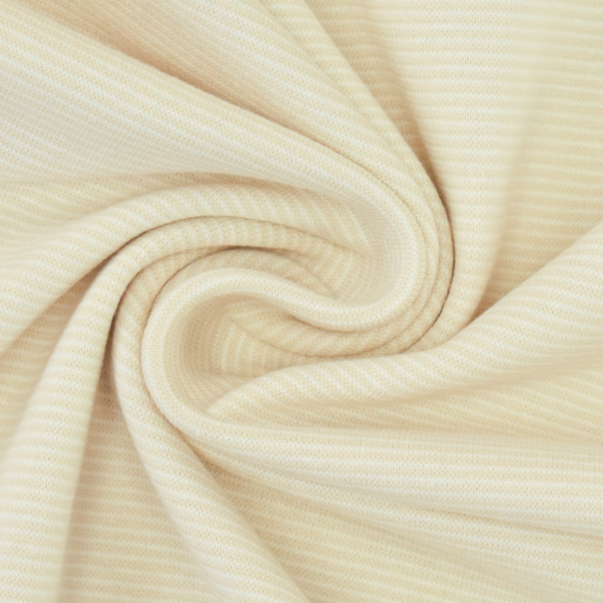 Tissu bord-côte jersey tubulaire à rayures Emma, blanc cassé