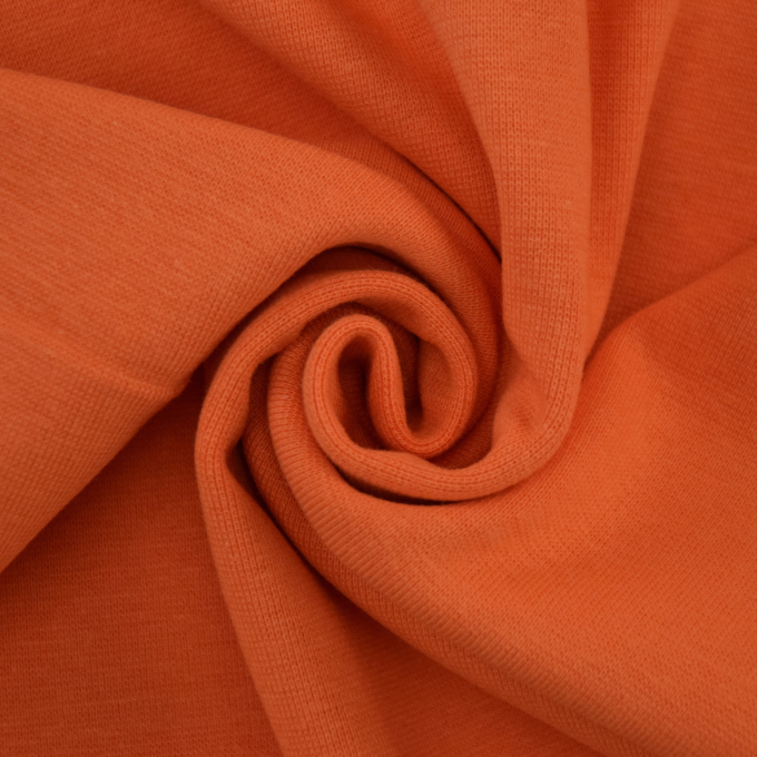 Tissu bord-côte jersey tubulaire lisse, orange